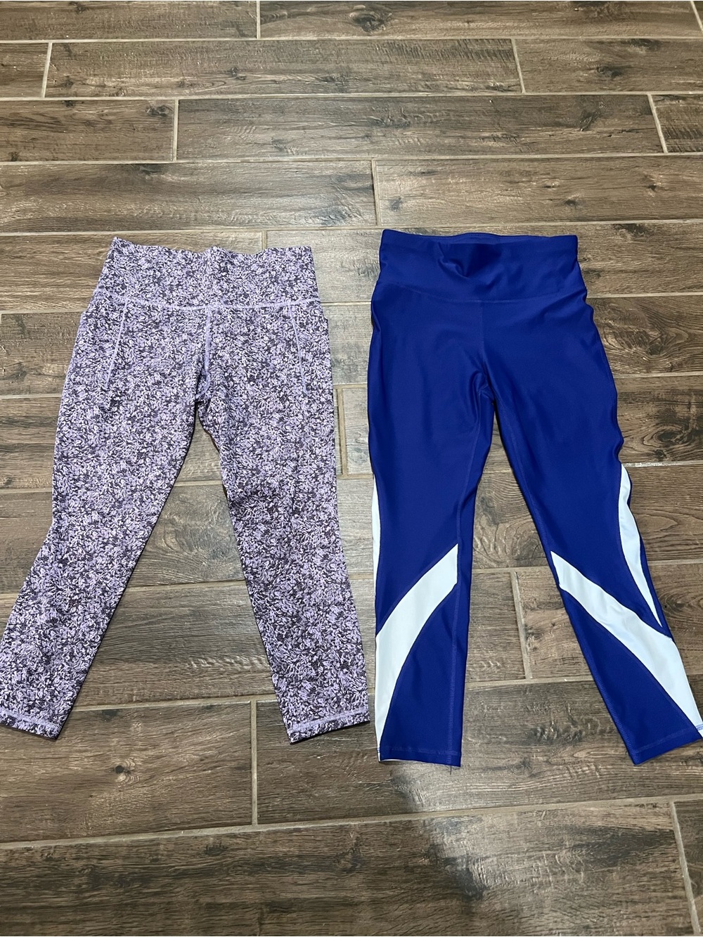 Women’s size MPurple Heathered Capri Leggings & Royal Blue Athletic Leggings Duo